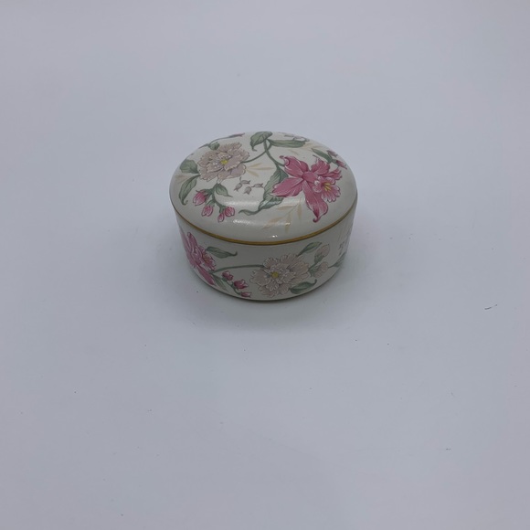Vintage Prima Otagiri Japan Porcelain Pink White Floral With Gold Rim TrinketBox - Picture 12 of 12
